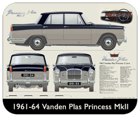Vanden Plas Princess MkII 1961-64 Place Mat, Small